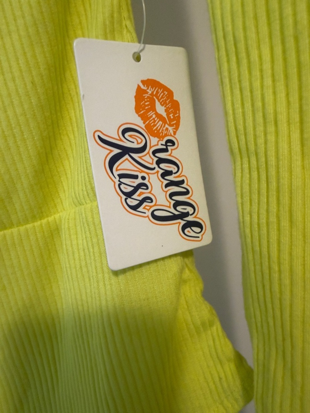 Neon Yellow Ribbed Button-Front Bodysuit - Picture 3 of 3